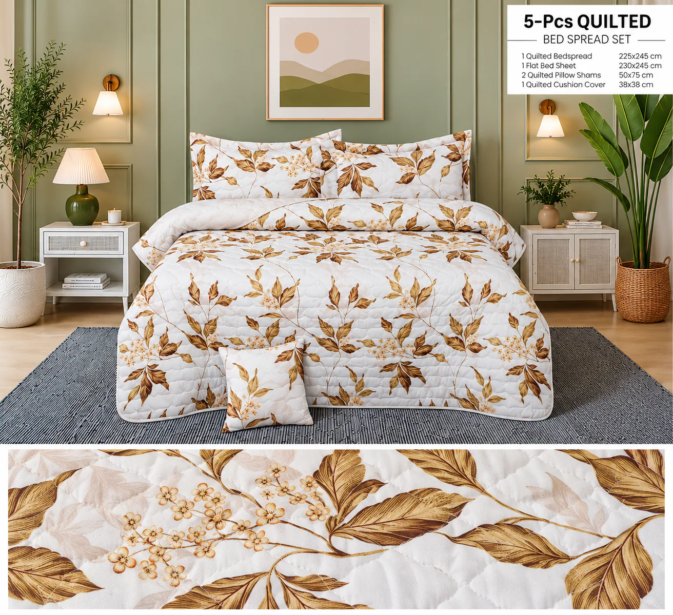 BBL 5 PCs Comforter Set – Royal Blue Floral
