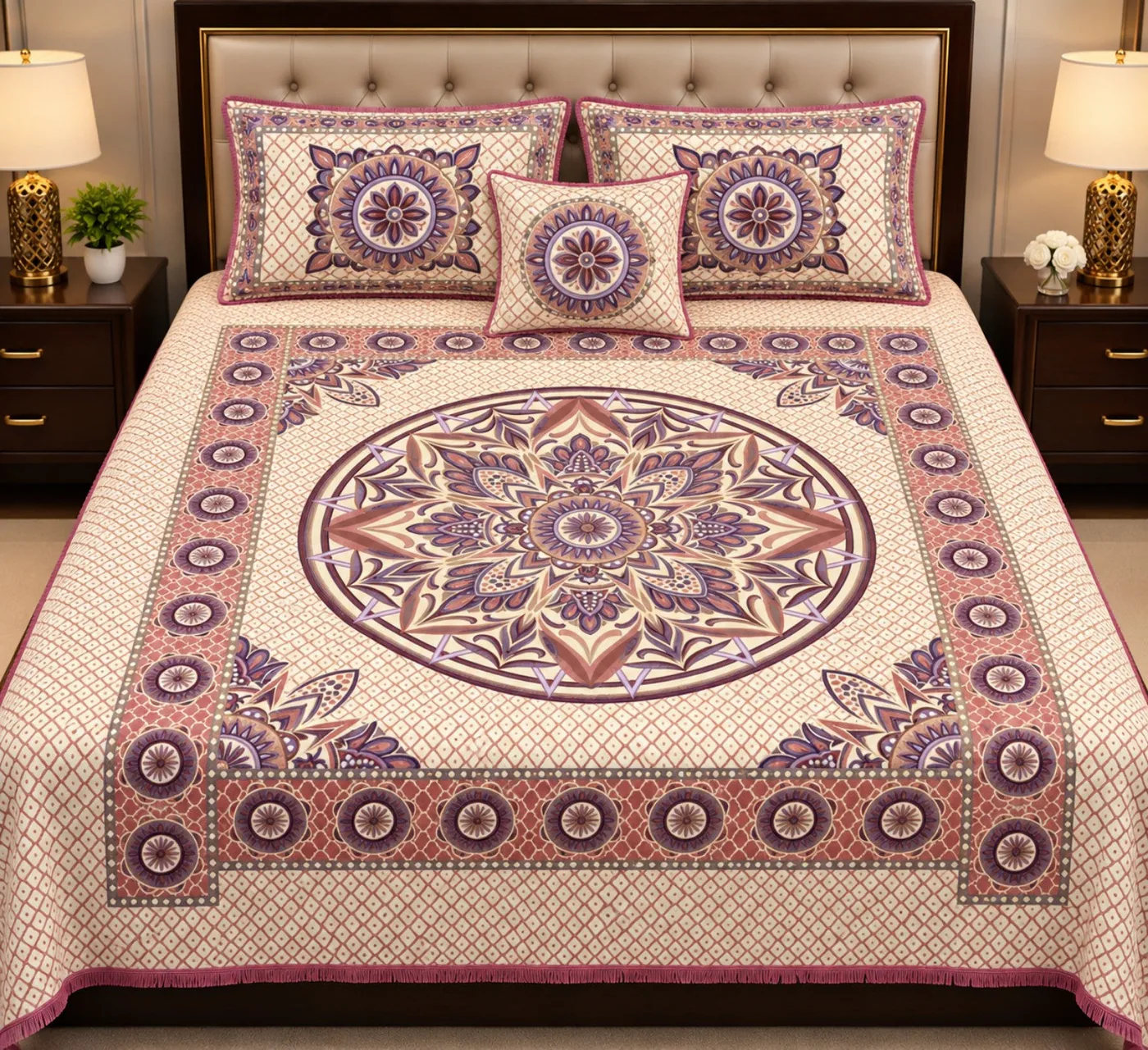 Pink Lavender Floral Alpha Mora Bedsheet