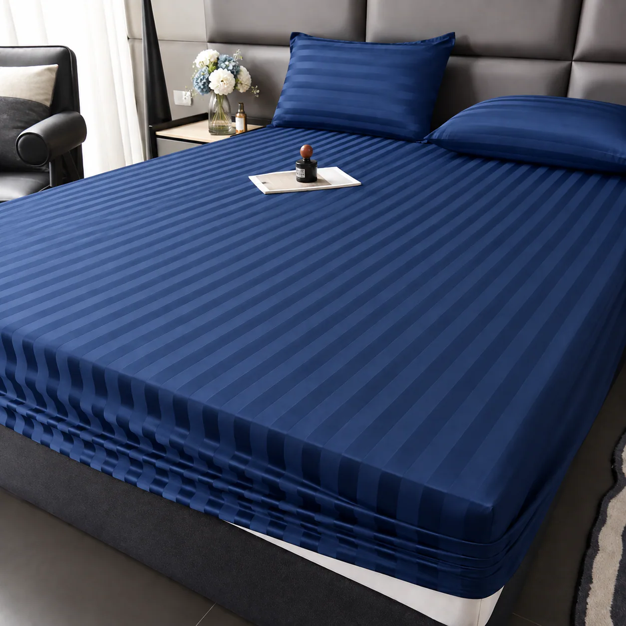 Royal Blue Plain Fitted Bedsheet